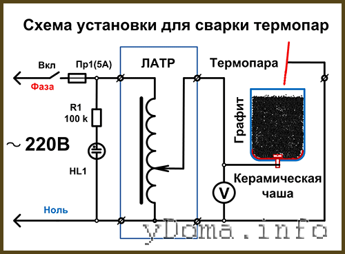 Электрическая схема установки для сварки термопар
