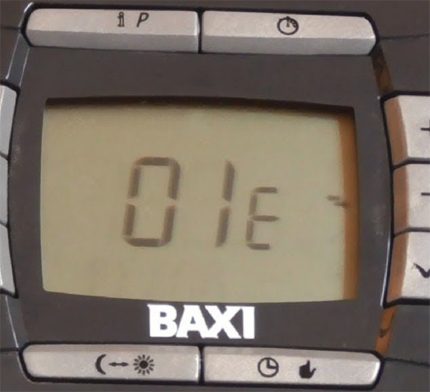Код ошибки Baxi 01E