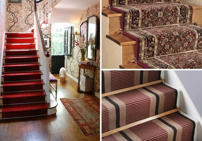 Для отделки лестничных ступеней в загородном доме многие предпочитают выбирать ковровое покрытие